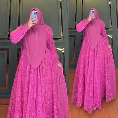GAMIS BRUKAT SYAR'I QUEEN MEWAH ORIGINAL GAMIS SYARI MEWAH CANTIK GAMIS BROKAT CANTIK TERBARU Ld110c