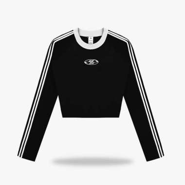 OOTDSUPPLY Cropteefit Longsleeve Raglan Neocore Embroidery l Kaos Crop Lengan Panjang CLSRG007 M Ful