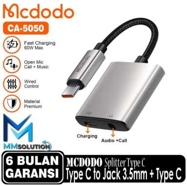 MCDODO Splitter Type C To Jack Audio 2in1 For iPhone 15 Pro Max Series CA-5050