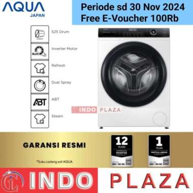 MESIN CUCI FRONT LOADING AQUA 9 Kg STEAM INVERTER FQW-950BF