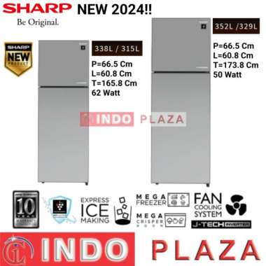 KULKAS SHARP 2 PINTU JTECH INVERTER NEW 2024 SJ-426GI-MS / SJ-456GI-MS SJ-456GI-MS
