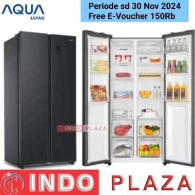 KULKAS AQUA SIDE BY SIDE INVERTER AQR-565IM(GB) 480 Liter