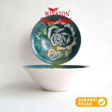 WINSTON 1pcs Piring Lontong Keramik 9,25in Ctk Rose Hijau Plate 23cm 7in RS Hijau