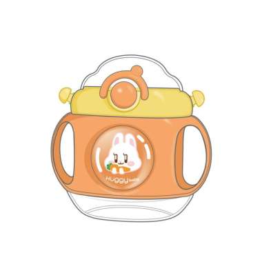Huggy Baby WB01 Tritan Cup Weighted Bottle 350ml | Botol Minum Anak Pemberat Orange Bunny