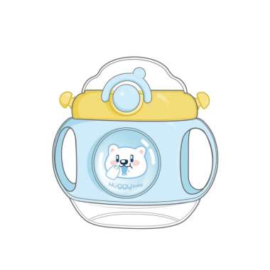 Huggy Baby WB01 Tritan Cup Weighted Bottle 350ml | Botol Minum Anak Pemberat Blue Bear