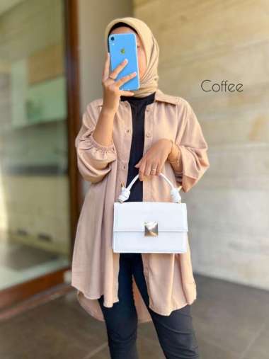 Viana Shirt/ kemeja/ baju wanita/ kemeja oversize coffe