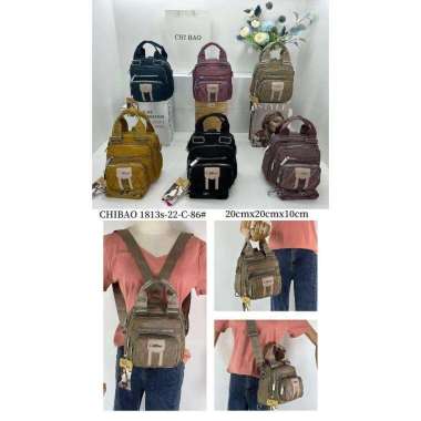 Tas 3 Fungsi Chibao 1813S-22-C-86 Lis Canvas Wanita 1813SC-86 Lis Kuning
