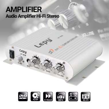 Lepy HiFi Stereo Amplifier Treble Bass Booster - LP-838 Silver