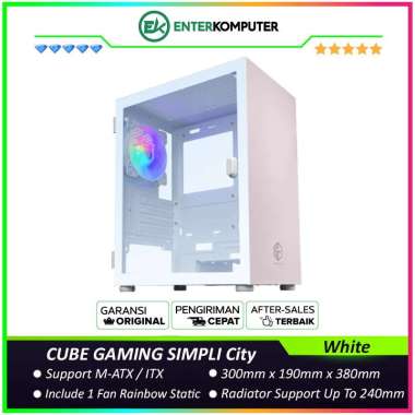 Casing CUBE GAMING SIMPLI City WHITE - mATX Gaming Case - All White Inside
