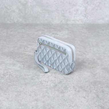 Tas CHRISTIAN DIOR DIAMOND PATTERN GREY KASAI POUCHETTE CLUTCH WITH HANDLE 100% ORIGINAL 24X6X15
