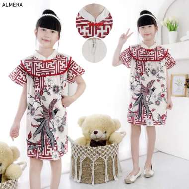 Evercloth Almera Kids Dress Batik Anak Perempuan Kids Family Couple Batik Keluarga Set SIZE 4
