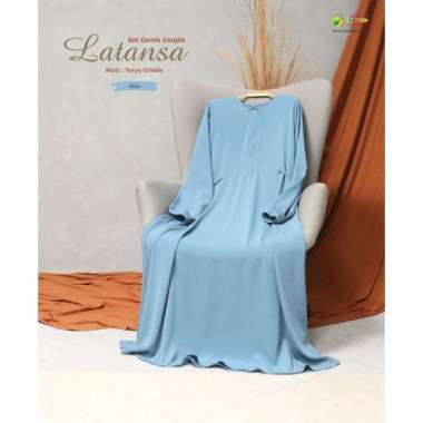 GAMIS LATANSA | MOSLEMLIBASUNA | GAMIS SIMPLE ELEGAN SYAR'I (GAMIS ONLY) L Blue