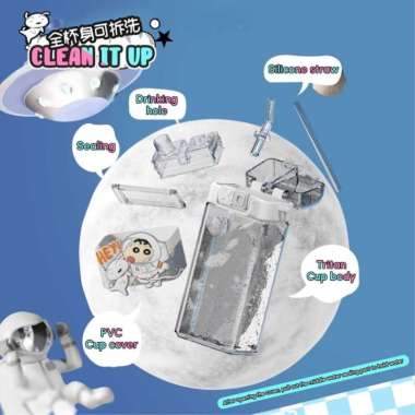 Disney Shinchan Punk Double Drink Cup 520ML Botol Minum Anak / Botol Tempat Air Minum / Drink Up Bot