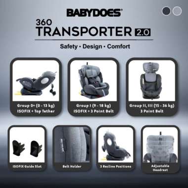 Car Seat BabyDoes BD 3710 Transporter 2.0 Dudukan Mobil Anak Grey