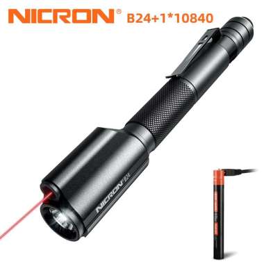 NICRON Senter Laser B24R 120 Lumen - Jarak Sorot 75 meter - LED Lumileds - Waterproof IP65