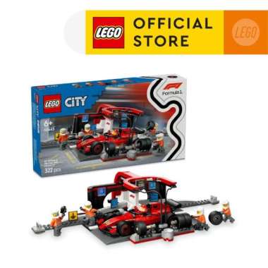 LEGO City 60443 F1 Pit Stop & Pit Crew with Ferrari Car (322 Pieces), Mainan, Building Block, Toys