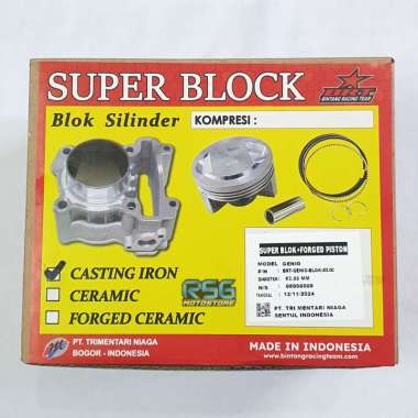 BLOK CAST IRON & FORGED PISTON 53.00 BRT GENIO BEAT LED SCOOPY 110 ESP NEW PISTON MENTAH