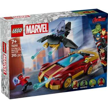 LEGO Super Heroes 76310 Iron Man Car & Black Panther vs. Red Hul (295 Pieces), Building Block, Toys,