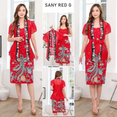 Evercloth Sany Dress Batik Wanita Brukat Dress Wanita Kebaya Wanita RED