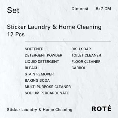 STICKER LABEL LAUNDRY, STIKER SABUN CUCI PIRING, STICKER KOREA SET (12 pcs)