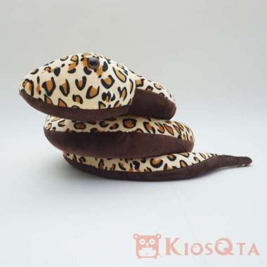 boneka ular snake coklat tua melingkar large motif leopard DEC