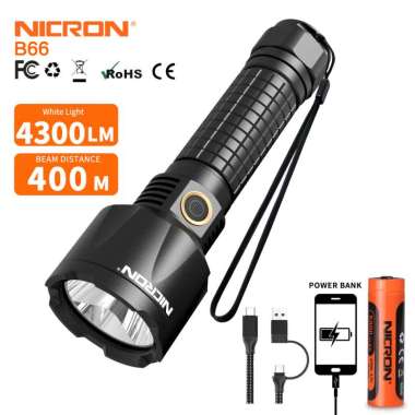 Nicron Senter Super Terang B66 Tingkat Cahaya 4300 Lumen - Jarak Sorot Cahaya 400 Meter - LED Cree X