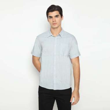 POLICE Kemeja Printing Regular Fit Pria Biru Muda XL