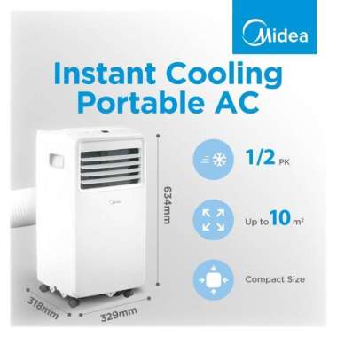 Midea Mpha05crn7 AC Portable 1/2 Pk Hepa Filter Freon Remote Control