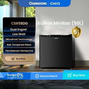 CHiQ Kulkas 1 Pintu Mini Bar 50L CSR58DG (Semi Auto Defrost) (Adjustable Door Bisa Di Buka Dari Kana