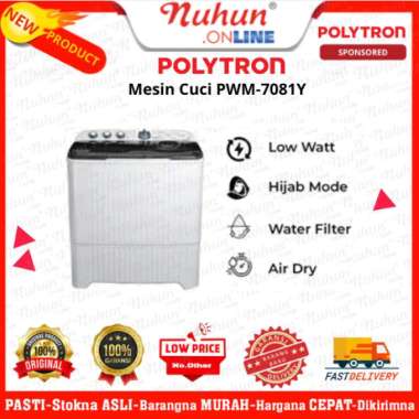 Polytron Mesin Cuci 2 Tabung PWM 7081Y 7kg