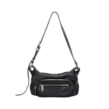 [12.12 Dealcember] Margesherwood Outpocket Hobo Mini Bag Glossy Plain Leather Black Black