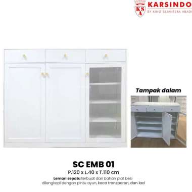 Lemari Sepatu Besi SC EMB Metal Shoe Cabinet Mewah dengan Laci