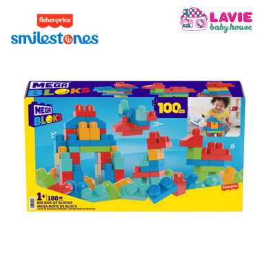 Mega Blocks Big Box of Blocks 100 pcs - Mainan Edukasi Anak Balita