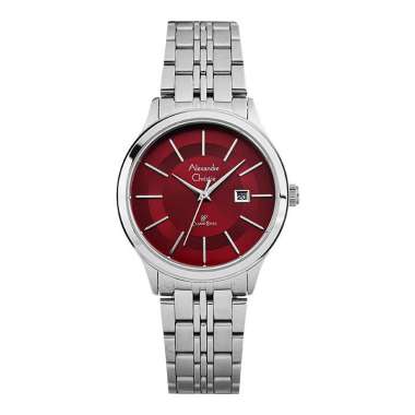 Jam Tangan Wanita Alexandre Christie Classic Steel AC 8348 LD BSSRE Ladies Red Dial Stainless Steel 