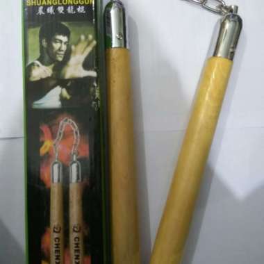 double stick dobel stik kayu mahoni ruyung nunchaku ringan