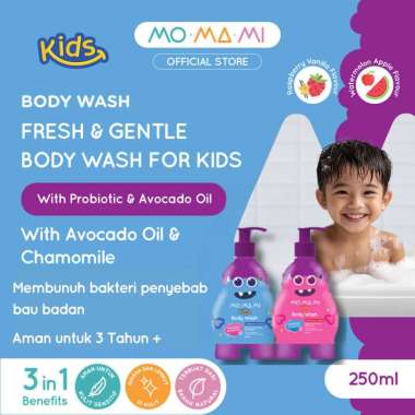 Momami Kids Body Wash 250ml - Sabun Mandi Anak Raspberry Vanilla