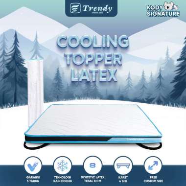 Kody Trendy Cooling Latex Mattress Topper 8cm - Lapisan Alas Kasur Latex Bouncy Med Firm Roll Packed