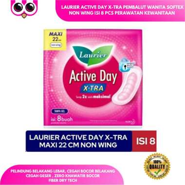 LAURIER ACTIVE DAY X-TRA PEMBALUT WANITA SOFTEX NON WING ISI 8 PCS PERAWATAN KEWANITAAN