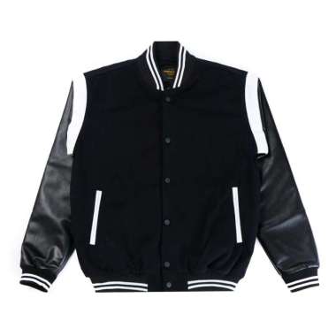 JAKET PRIA - ETERNALWORKS BLACK CHAMP VARSITY JACKET - JAKET VARSITY XL