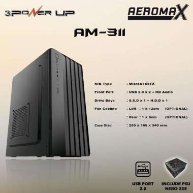 Casing Komputer Power Up Optimax Series Case PC CPU
