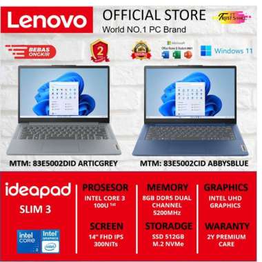 Jual Lenovo Ideapad Slim 3 I3 1315u 8gb Drr5 Ssd 512gb Ssd 14 Fhd