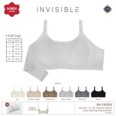 Sorex Invisible Bra Tanpa Kawat Seamless Full Cup B Kait 3 Busa Sedang EA 004 Cokelat Tua L