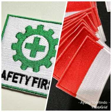 Badge Logo Bendera Merah Putih dan K3 Safety First Emblem+Jahit