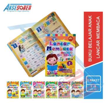 Aksesoren Buku Paket Lancar Membaca [1 Set/6 Buku] / Buku Belajar Membaca Jilid 1 2 3 4 5 6 / Buku A