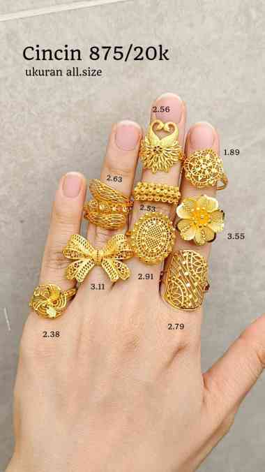 Cincin Allsize Model Kendari Koleksi Josean Hadiah Ultah Emas Asli model 2,79g/875