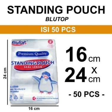 aiGooTan - (ISI 50) STANDING POUCH 16x24 CM BLUTOP - Plastik STP Ziplock Zip Lock Zipper Murah Medan