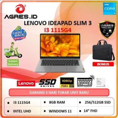 Lenovo Ideapad slim 3 14 i3-1115G4 8GB/512SSD W11+OHS 14" FHD BLIT Bundling