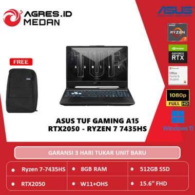 ASUS TUF A15 FA506NFR Ryzen 7 7435HS RTX2050 4GB 8GB 512GB W11+OHS 15.6FHD 144Hz Bundling