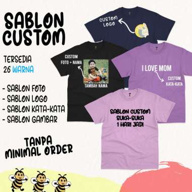 Kaos Custom Anak Free Nama Gambar Sablon Custom Unisex Usia 1-10 Tahun Premium SABLON FOTO/GAMBAR S