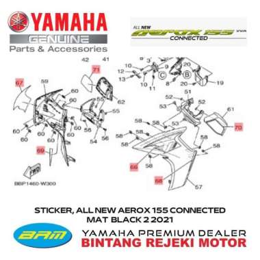 STICKER, ALL NEW AEROX 155 CONNECTED MAT BLACK 2 2021